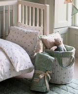 Large Quilted Storage Basket - Greenhouse Gingham / Little Farm