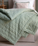 Quilted Single Bedspread - Greenhouse Gingham