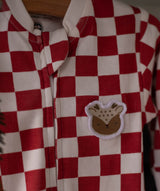 Christmas Baby Jersey Sleepsuit - Red Checkerboard