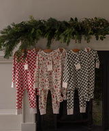 Christmas Baby Jersey Sleepsuit - Red Checkerboard
