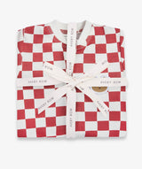 Christmas Baby Jersey Sleepsuit - Red Checkerboard
