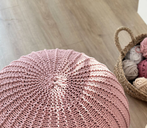 Knitted Pouffe, Small | POWDER PINK