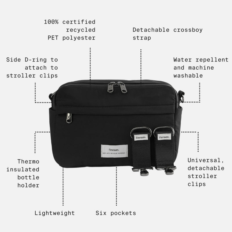 FRIDA Eco Stroller Organiser With Stroller Clips - Black