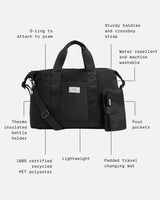 IDA Eco Holdall Changing bag with Changing Mat - Black
