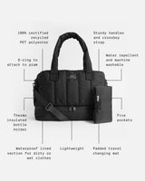 INNES Eco Quilted Changing Bag with Changing Mat - Black
