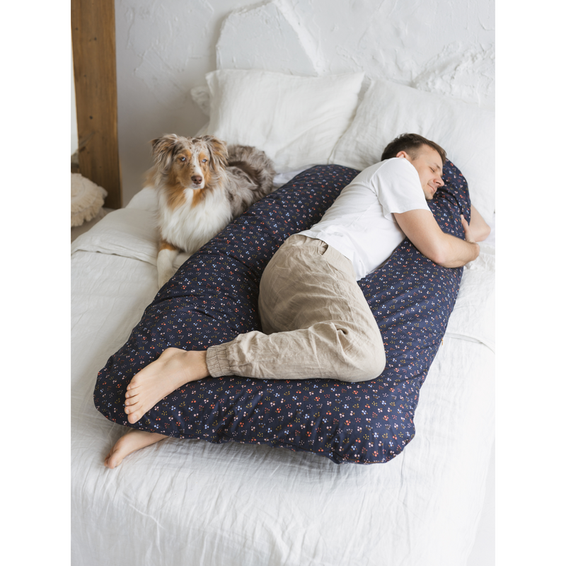 MINICAMP U Shape Maternity Pillow for Sleeping With GOTS Certified Cotton Cover and Kapok Filling in Navy