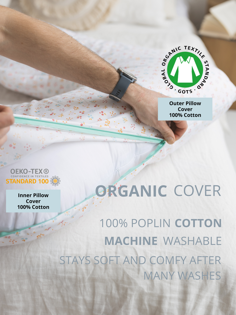 MINICAMP U-Shaped Maternity Pillow With Organic Cover in Milk White | Kapok or PES Filling