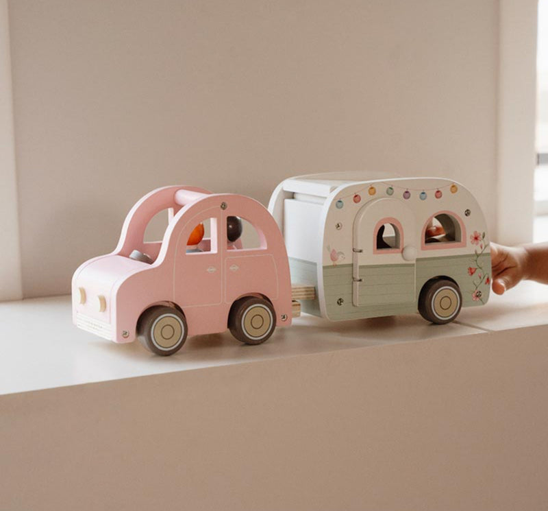 Little Dutch - Wooden Toy Car & Caravan