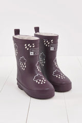 Grass & Air - Purple - Colour Changing Kids Wellies with Teddy Fleece Lining