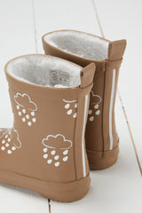 Grass & Air - Fudge Brown - Colour Changing Kids Wellies with Teddy Fleece Lining