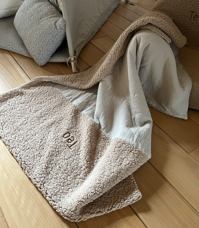 Soft Personalised Teddy Blanket-Beige