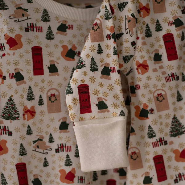 Avery Row - Christmas Baby Jersey Sleepsuit - Festive Forest