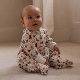 Avery Row - Christmas Baby Jersey Sleepsuit - Festive Forest