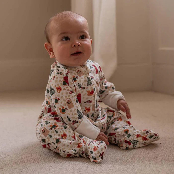 Avery Row - Christmas Baby Jersey Sleepsuit - Festive Forest