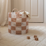 Checkerboard Storage Basket Large - Nude