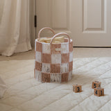 Checkerboard Storage Basket Small - Nude