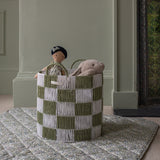 Checkerboard Storage Basket Large - Sage