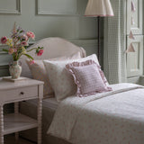 Square Linen Frill Cushion - Pink Check