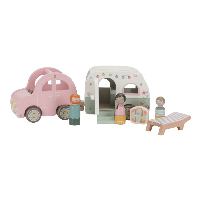 Little Dutch - Wooden Toy Car & Caravan