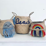 Blue Personalised tassel name basket - Extra Large