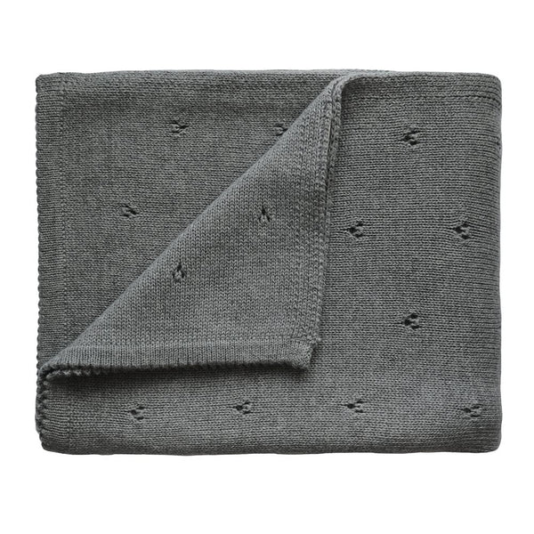 Mushie - Knitted Baby Blanket -Grey Melange