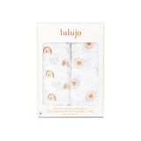 Lulujo - 2 Pack Cotton Swaddles - Rainbows / Suns (100cm x100cm)
