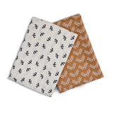 Lulujo - 2 Pack Cotton Swaddles - Blackbird / Mudcloth (100cm x100cm)