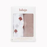 Lulujo - 2 Pack Cotton Swaddles - Mushrooms / Sand (100cm x100cm)