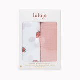 Lulujo - 2 Pack Cotton Swaddles - Strawberries / Pink (100cm x100cm)