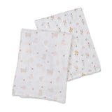 Lulujo - 2 Pack Cotton Swaddles - Kitty Cat / Flower Field (100cm x100cm)