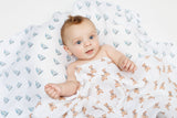 Lulujo - 2 Pack Cotton Swaddles - Vintage Bears / Sailboat (100cm x100cm)