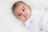 Lulujo - Muslin Swaddle - Rainbows & Unicorns (120cm x 120cm)