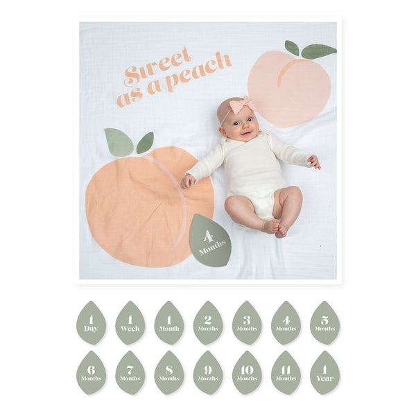 Baby's First Year Blanket & Card Set - Sweet As A Peach