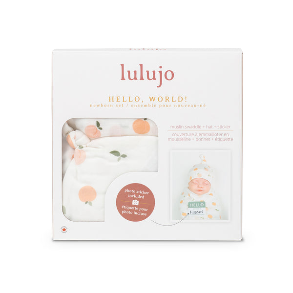 Lulujo - Bamboo Hat and Swaddle Blanket - Peaches