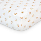 Lulujo - Cotton Fitted Cot  Sheet - Rainbows (135cm x 70cm)