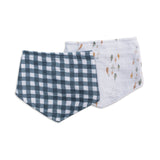 Lulujo - 2 pack Bandana Bib - Fish & Navy Gingham
