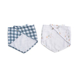 Lulujo - 2 pack Bandana Bib - Fish & Navy Gingham