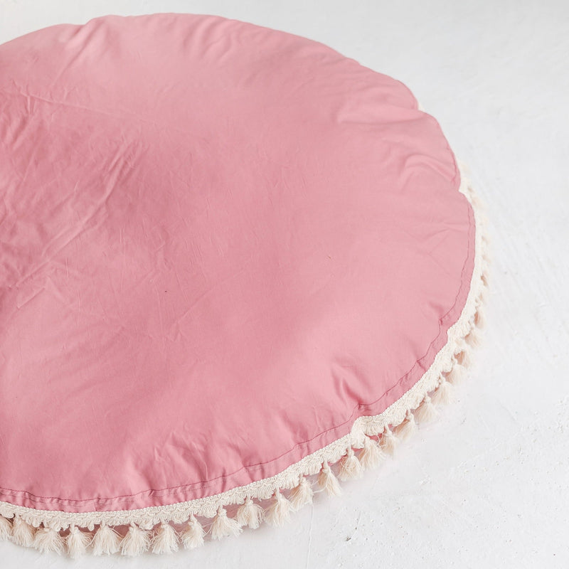 MINICAMP Large Floor Cushion With Tassels in Rose