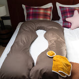 MINICAMP U-Shaped Comfort Pillow with Natural Sateen Cotton Cover in Cacao | Kapok or PES Filling