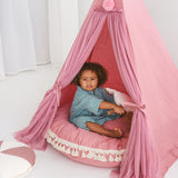 MINICAMP Large Floor Cushion with Tassels in Rose