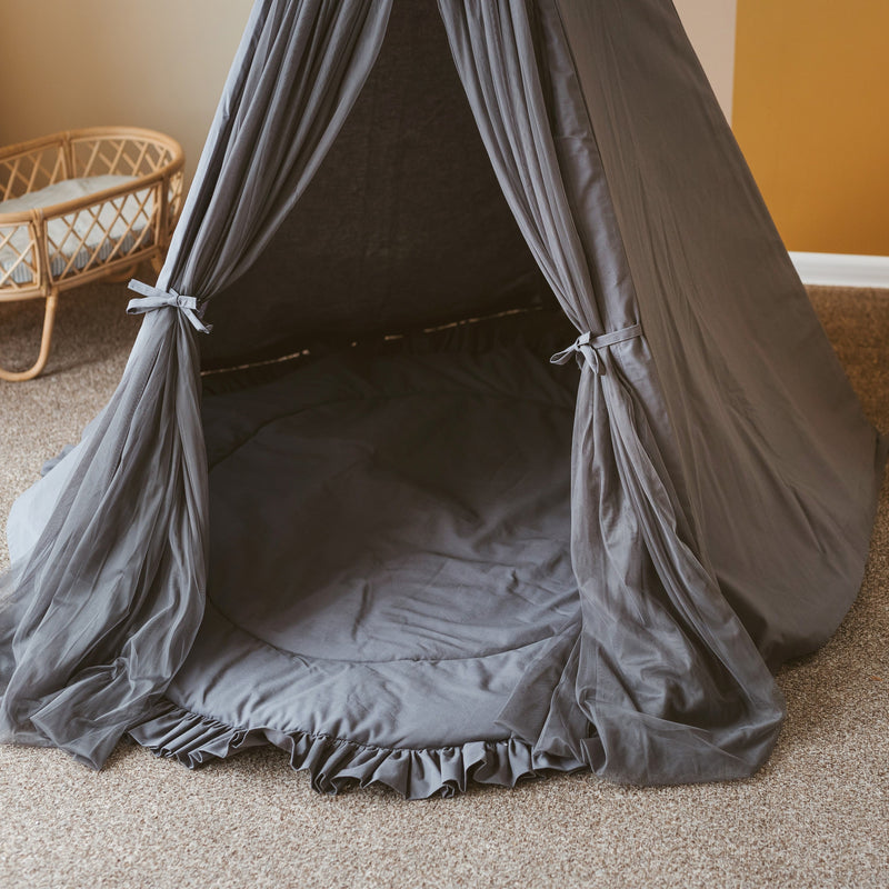 MINICAMP Kids Playmat with Ruffled Border in Grey – Mimibear