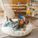 MINICAMP Large Floor Cushion With Pom Poms in Ecru