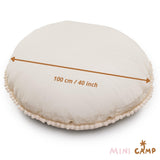 MINICAMP Large Floor Cushion with Pom Poms in Ecru