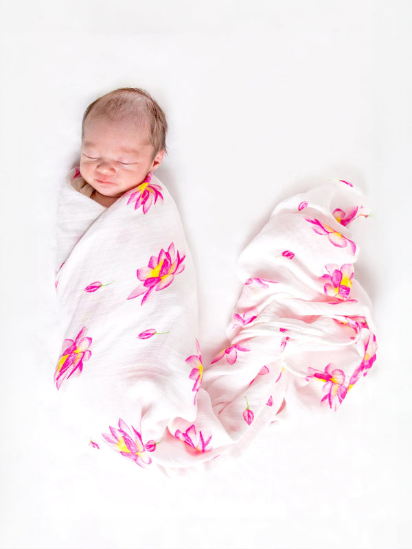 Organic Swaddle Set - Enchanted Garden (Magical Lotus & Flower Bud)