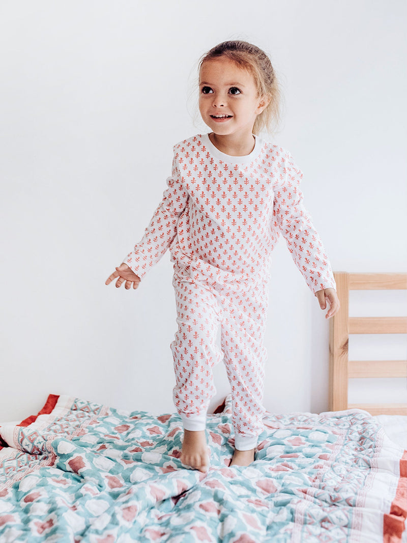 Toddler & Big Kid Cotton Knit PJ Set (Pink City)