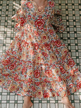 Block Printed Girl's Dress - Lucky Red Floral