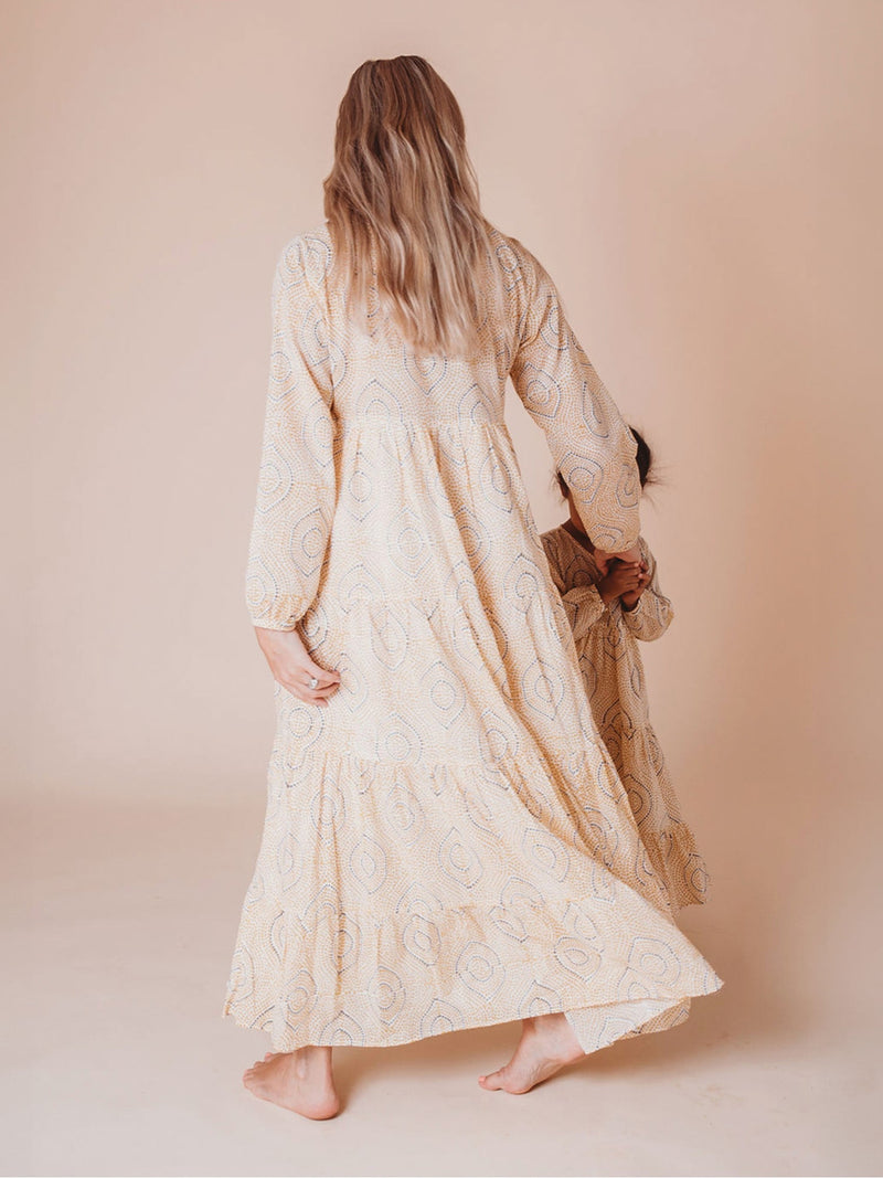 Block Printed Women's Kaftan Dress - Oia