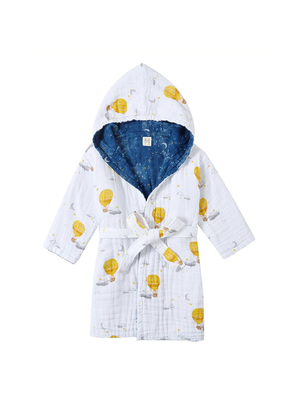 Kids Hooded Muslin Bath Robe - Mystical Night