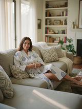 Block Printed Reversible Blue Robe - Fort