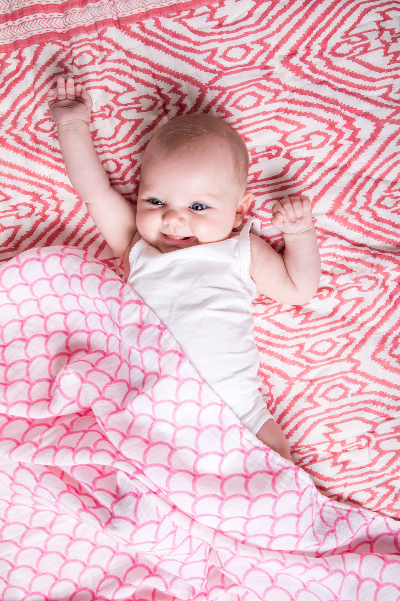 Organic Swaddle Set - Sakura (Cherry Blossom & Pink Stripe)